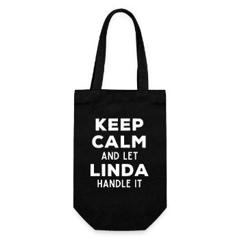 Keep Calm Lass Linda das regeln Lustiger Spruch - Geschenkbeutel für Flaschen - Schwarz - Vorne