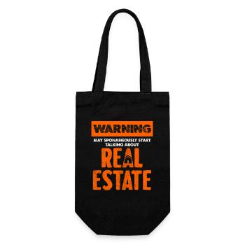 Warning Real Estate Topic of Conversation - Gift Bag for Bottles - black - Front