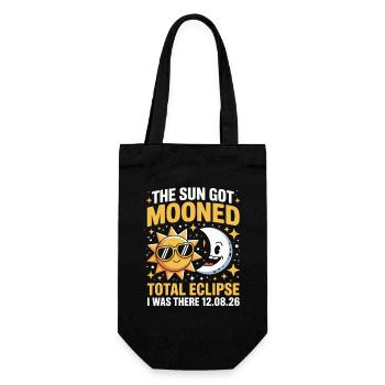 Sonne Mond Total Eclipse Spruch - Geschenkbeutel für Flaschen - Schwarz - Vorne