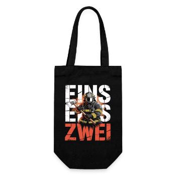 Feuerwehr Spruch – 112 Notruf Held in Aktion - Geschenkbeutel für Flaschen - Schwarz - Vorne