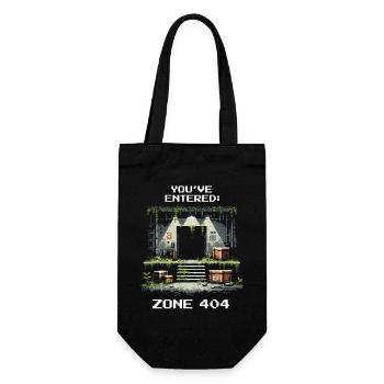 Zone 404 entdeckt | Ort nicht gefunden - Humor - Geschenkbeutel für Flaschen - Schwarz - Vorne