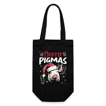 Merry Pigmas Motif de Noël Drôle de Cochon - Sac à bouteille - noir - Devant