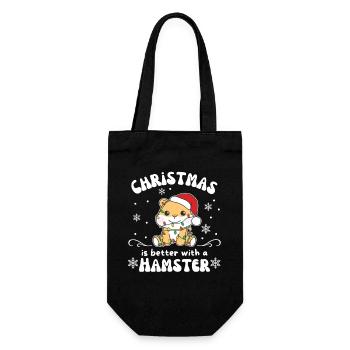 Weihnachten ist besser mit einem Hamster - Geschenkbeutel für Flaschen - Schwarz - Vorne