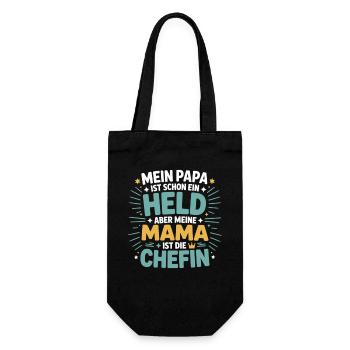 Mein Papa ist Held – aber Mama ist die Chefin - Gift Bag for Bottles - black - Front