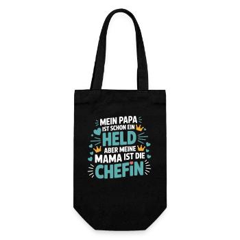 Mein Papa ist Held – aber Mama ist die Chefin - Gift Bag for Bottles - black - Front
