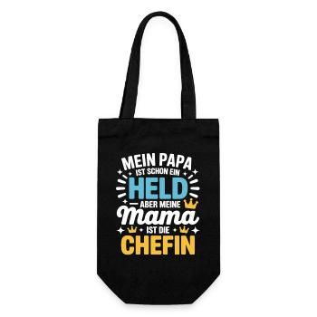 Mein Papa ist Held – aber Mama ist die Chefin - Gift Bag for Bottles - black - Front