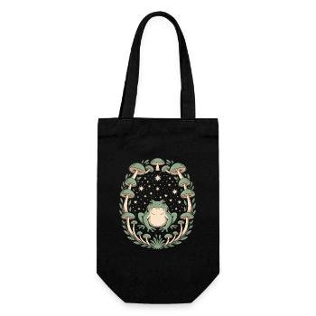 Magical frog and mushrooms in the starry sky - Gift Bag for Bottles - black - Front