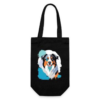Colorful Aussie Dog Portrait with Paint Splashes - Gift Bag for Bottles - black - Front