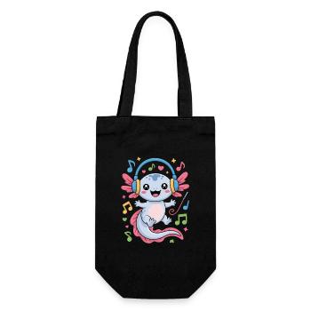 Kawaii Axolotl with Headphones and Musical Notes - Gift Bag for Bottles - black - Front