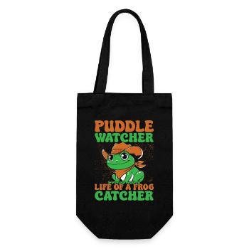 Frog Catcher Puddle Watcher Life Of A Frog - Gift Bag for Bottles - black - Front