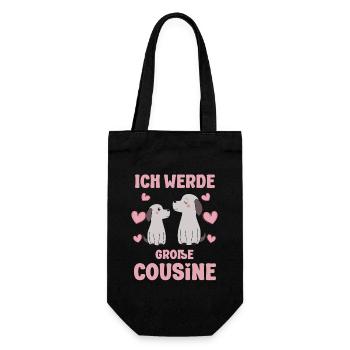 Große Cousine verkünden Hunde Welpen Ich werde - Geschenkbeutel für Flaschen - Schwarz - Vorne