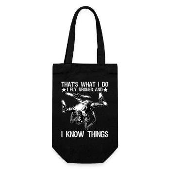 I Fly Drones And I Know Things Funny Drone Pilot  - Geschenkbeutel für Flaschen - Schwarz - Vorne