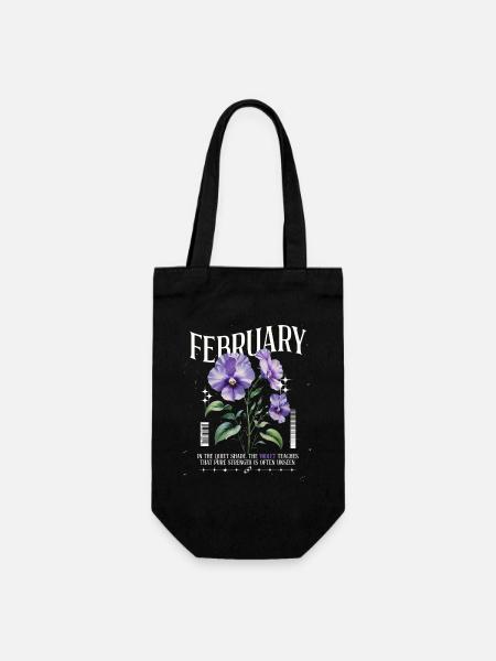 Februar Veilchen Geburtsblume - Geschenkbeutel für Flaschen - Schwarz