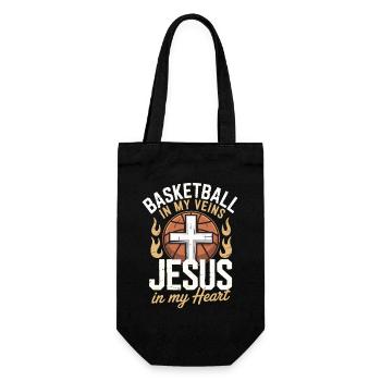 Basketball & Jesus – Kreuz auf Ball Design - Geschenkbeutel für Flaschen - Schwarz - Vorne