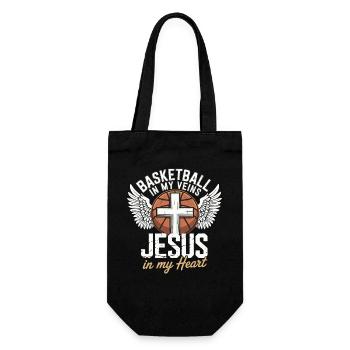 Basketball & Jesus – Kreuz auf Ball Design - Geschenkbeutel für Flaschen - Schwarz - Vorne