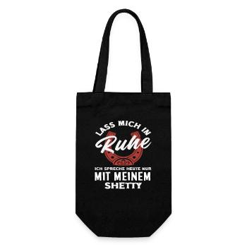 Shetty Lass In Ruhe Pferdemädchen Reiten Ponyfans - Geschenkbeutel für Flaschen - Schwarz - Vorne