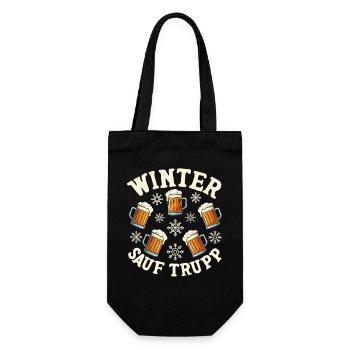 Winter Sauf Trupp - Geschenkbeutel für Flaschen - Schwarz - Vorne