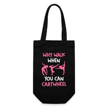 Cartwheel Instead of Walking Fitness Saying - Gift Bag for Bottles - black - Front