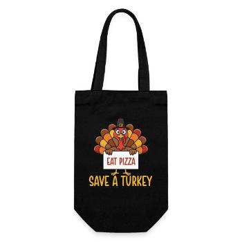 Save A Turkey Eat Pizza Funny Fall - Gift Bag for Bottles - black - Front