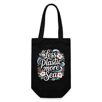 Less Plastic More Sea – Environmental Design Flowers - Gift Bag for Bottles - black - Front