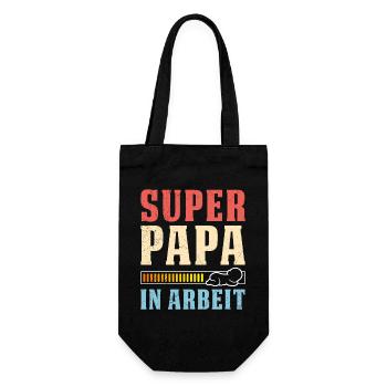 Soon dad SUPER DADDY IN WORK Funny - Gift Bag for Bottles - black - Front