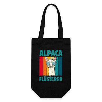 Alpaka Fan ALPAKA FLÜSTERER Lama Lustiges - Geschenkbeutel für Flaschen - Schwarz - Vorne