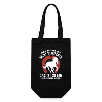 Pferdemädchen Reiten Ponyfans Reiter Araber Ding - Geschenkbeutel für Flaschen - Schwarz - Vorne