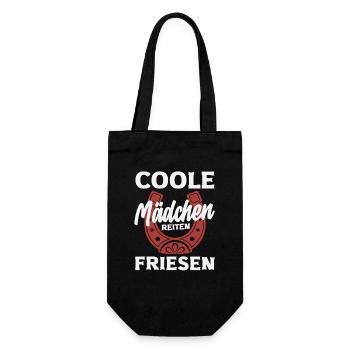 Coole Mädchen Friesen Pferdemädchen Reiten - Geschenkbeutel für Flaschen - Schwarz - Vorne