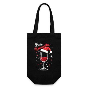 Frohe Weinachten Weinglas Weihnachten - Geschenkbeutel für Flaschen - Schwarz - Vorne