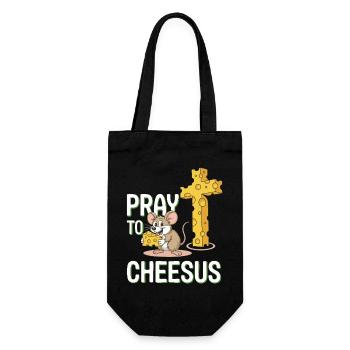 Priez le cheesus – Croix de souris et de fromage - Sac à bouteille - noir - Devant