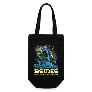 Shark Beat BSIDES Perth 2025 - Geschenkbeutel für Flaschen - Schwarz - Vorne