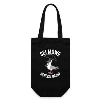  Sei Möwe Scheiss Drauf Humorvolle Möwe mit - Geschenkbeutel für Flaschen - Schwarz - Vorne