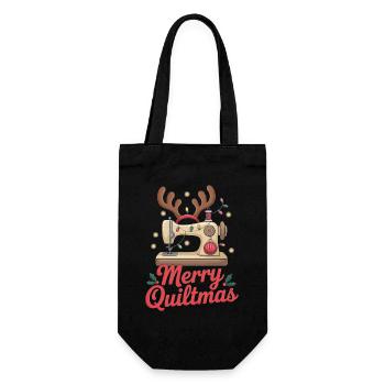 Merry Quiltmas Festive Sewing Santa Holiday Season - Gift Bag for Bottles - black - Front