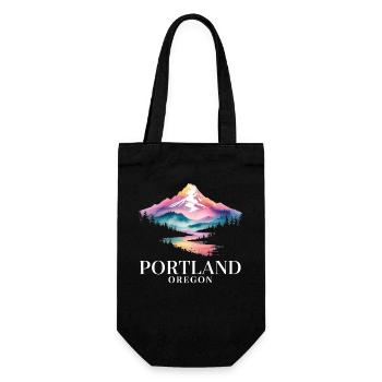 Portland, Oregon Mountain Sunset Scenic View - Geschenkbeutel für Flaschen - Schwarz - Vorne