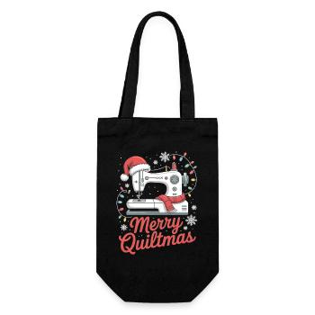 Merry Quiltmas Festive Sewing Santa Holiday Season - Gift Bag for Bottles - black - Front