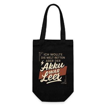 I wanted to save the world – battery was empty - Gift Bag for Bottles - black - Front