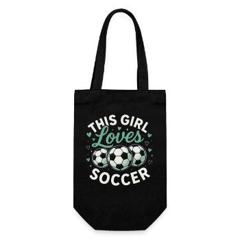 Dieses Mädchen Liebt Fußball - Geschenkbeutel für Flaschen - Schwarz - Vorne
