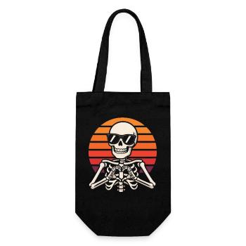 Skeleton Halloween Retro Vintage Spooky Design - Gift Bag for Bottles - black - Front