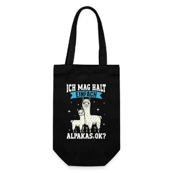 Alpaka Fan ICH MAG HALT EINFACH ALPAKAS Lustig - Geschenkbeutel für Flaschen - Schwarz - Vorne