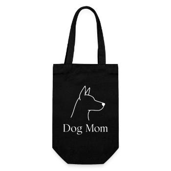 Dog Mom – Minimalist Dog Line Art Gift - Gift Bag for Bottles - black - Front