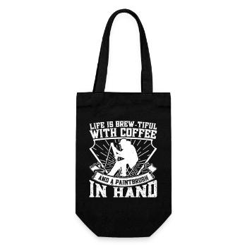 Funny Art Painter Life Is Brew-Tiful With Coffee - Gift Bag for Bottles - black - Front