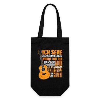 Gitarre Gitarrenspieler Musiker Gitarrist - Geschenkbeutel für Flaschen - Schwarz - Vorne