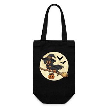 Cute Dachshund Witch Halloween - Gift Bag for Bottles - black - Front
