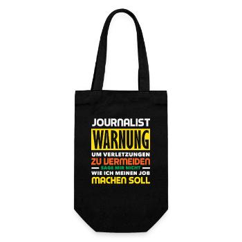 Warnung Spruch Investigativer Reporter - Geschenkbeutel für Flaschen - Schwarz - Vorne