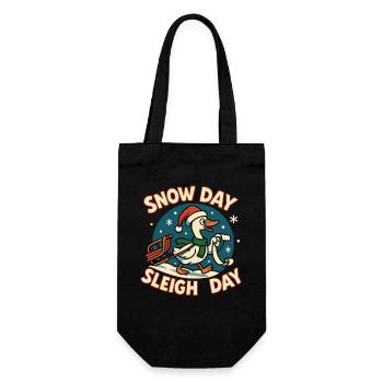 Jour de neige Traîneau Jour Oie Noël Drôle Père Noël - Sac à bouteille - noir - Devant