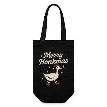 Merry Honkmas Oie Noël Drôle Père Noël - Sac à bouteille - noir - Devant