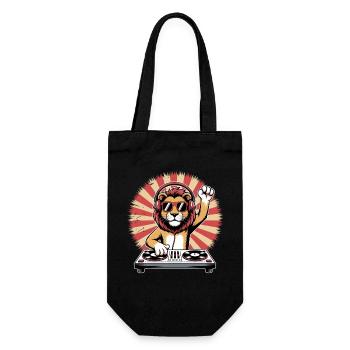 Lion DJ with headphones - Gift Bag for Bottles - black - Front