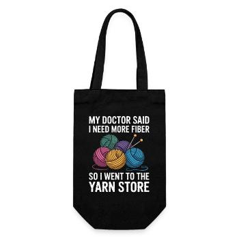 More Fiber Please – Yarn Shop Saying - Gift Bag for Bottles - black - Front