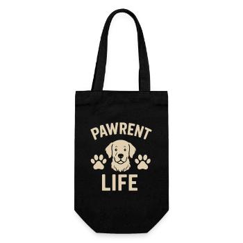 Pawrent Life – Hundemama & Hundepapa Design - Geschenkbeutel für Flaschen - Schwarz - Vorne