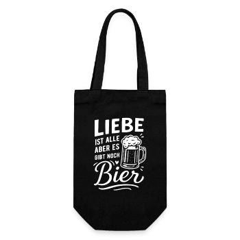 Liebe ist alle - Es gibt noch Bier - Geschenkbeutel für Flaschen - Schwarz - Vorne
